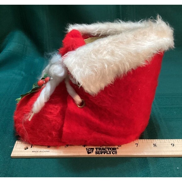 Vintage 1960s Santa's Red Christmas Boot Cloth Decoration To Fill With Goodies - Picture 10 of 10
